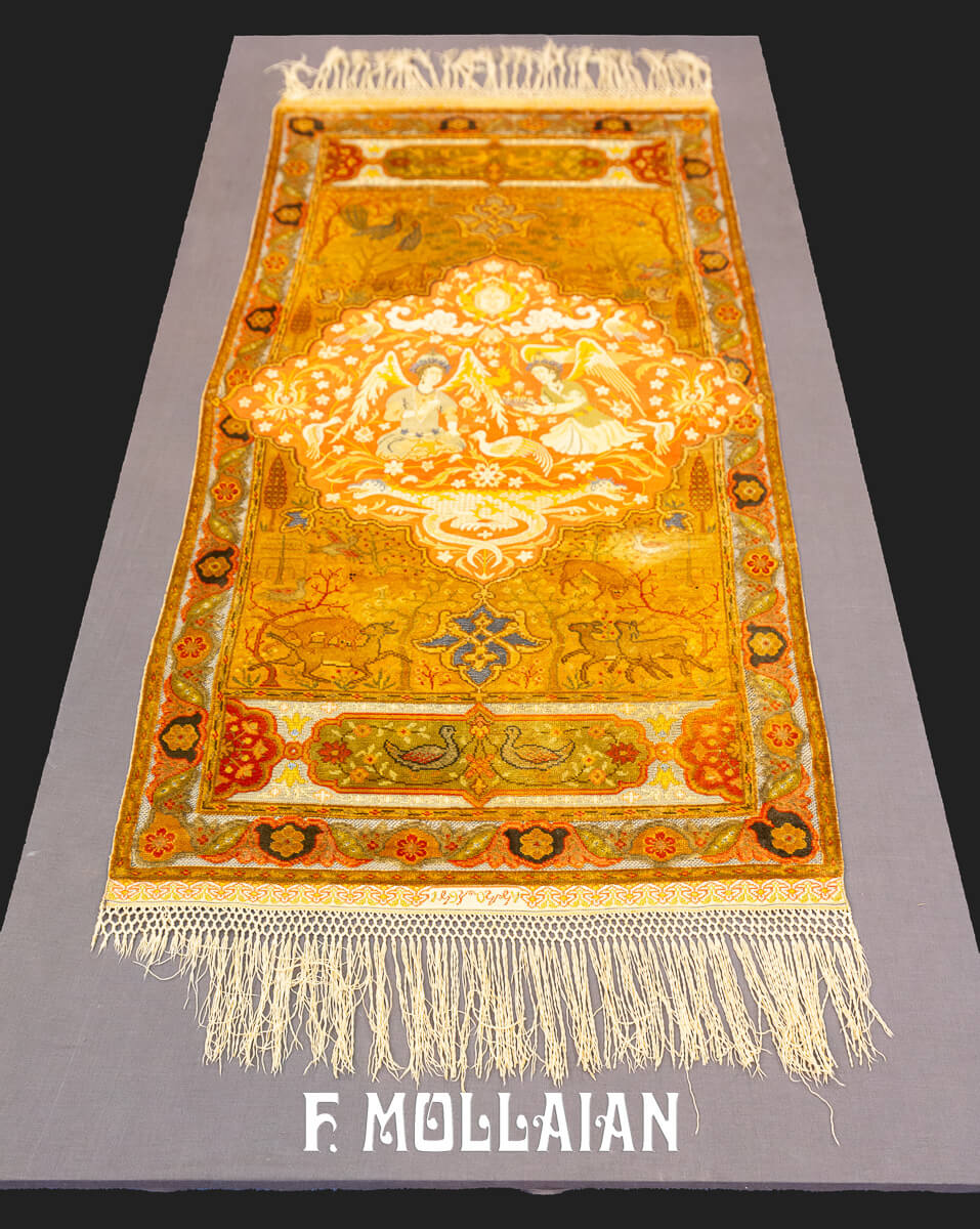 Turkish Qum Kapi Rug Extremely Fine (Silk and Metal) n°:207508